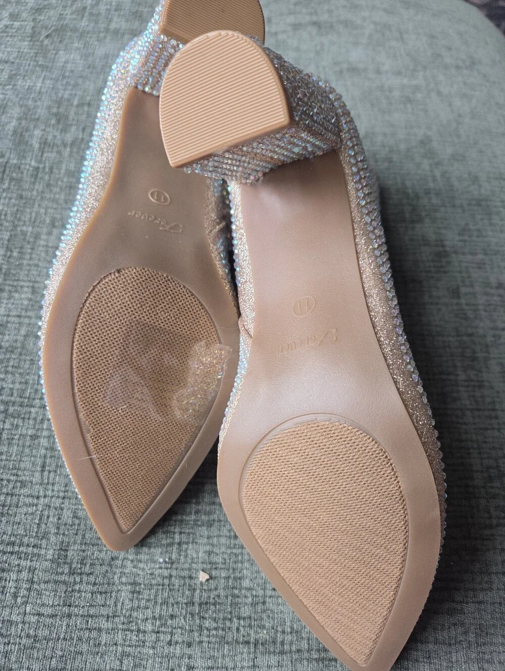 Rhinestone nude pointed toe booties | Womens 11 Boots